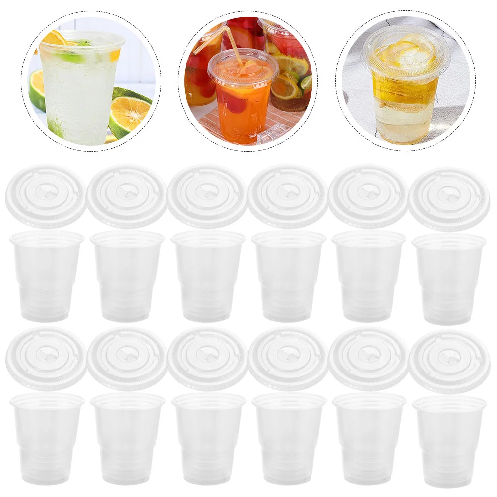 

50 Pcs Disposable Drink Cup Water Cups Lids Household Beverage Portable Ice Coffee Cover Wrapping Clear Cool Party Iced Tea