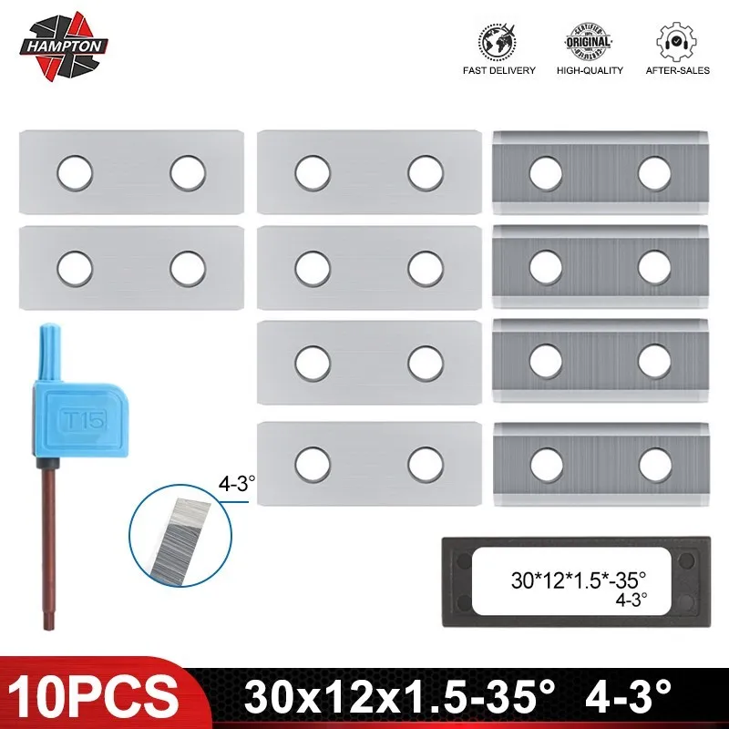 

Инструмент для токарного станка по дереву, 30 мм, карбидная вставка, 10 шт., 30x12x1,5 мм, квадратная вставка 35D 4-3 для шлифовальной канавки, спиральный строгальный станок, режущая головка