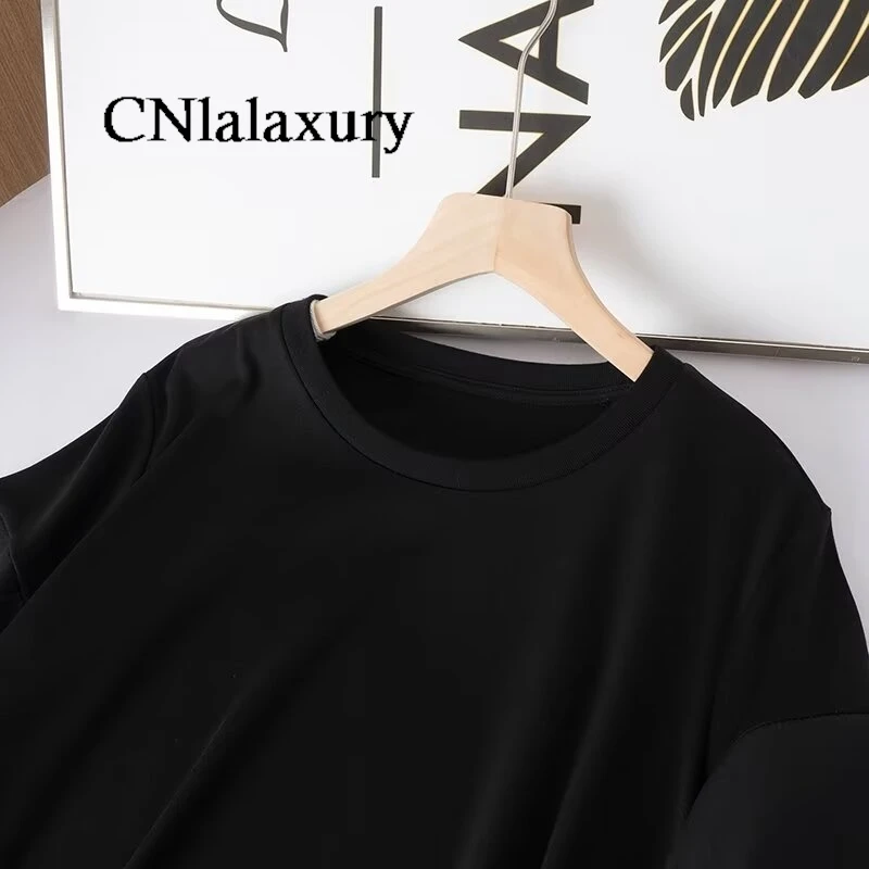 CNlalaxury женское 2024 летнее Новое модное Повседневное платье с коротким рукавом