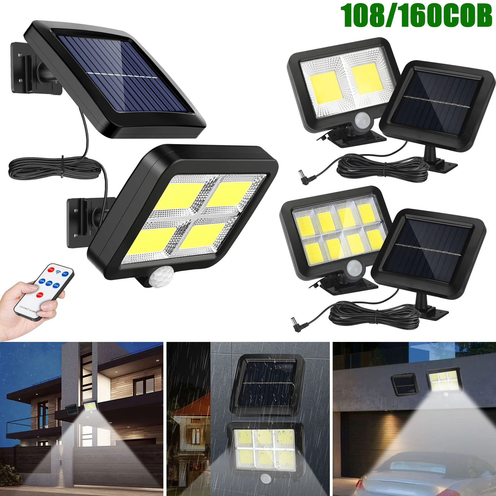 

COB LED Solar Powered Light Outdoors Waterproof PIR Motion Sensor Sunlight Emergency Street Security Lamp Garden Decor Wall Lamp