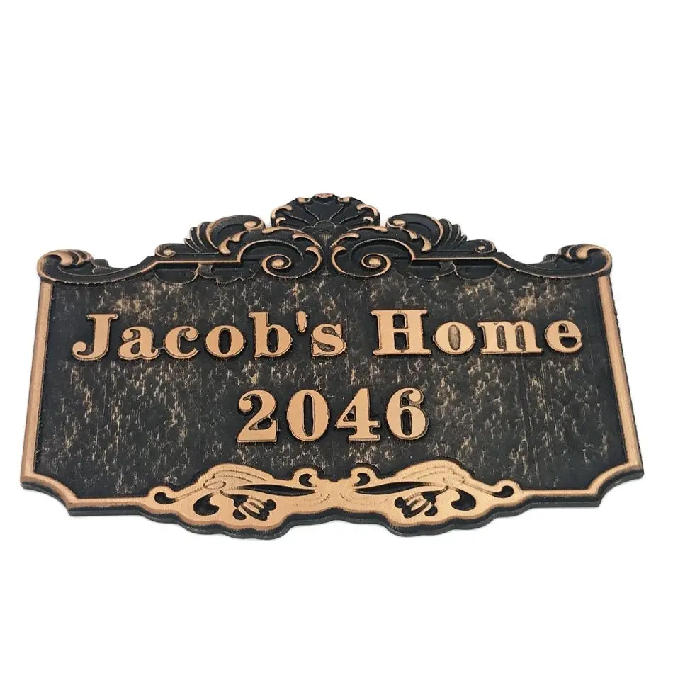

Carve House Family Name with Number Custom-Made Apartment Villa Door Plate European Style Any Letters