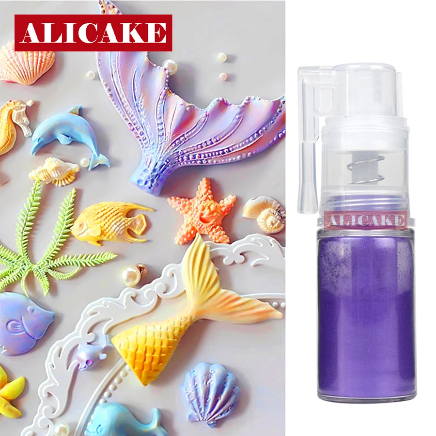 Purple-botella de Spray para decoración de pasteles, 5g/0,18 oz, para hornear Fondant, Macaron, Chocolate, perla, Flash comestible, polvo de purpurina