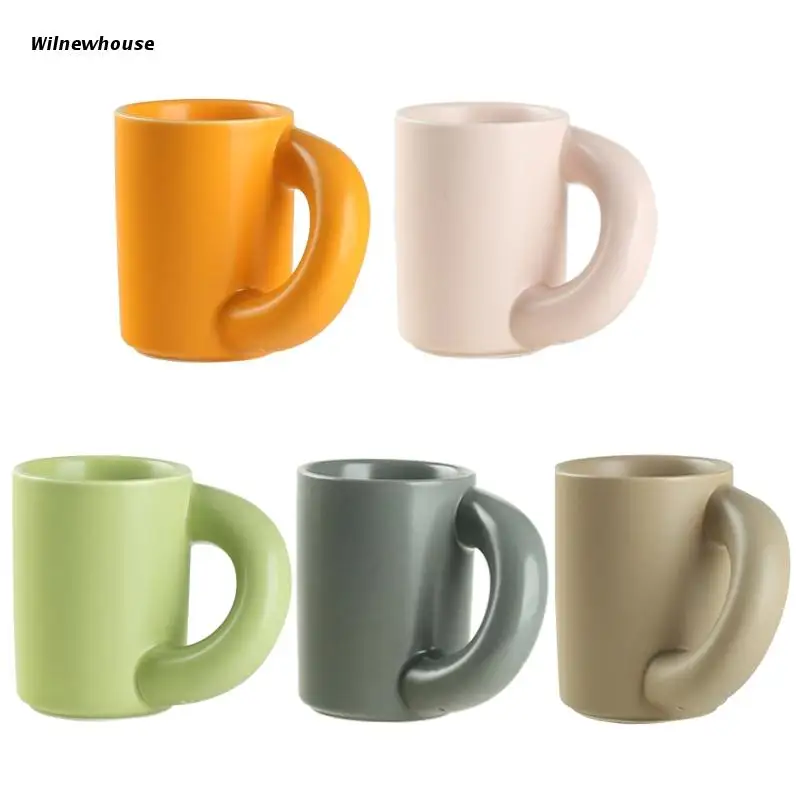 

F63A Five Color Coffee Cup Thick Handle Innovative Handle Design Easy to Use Clean