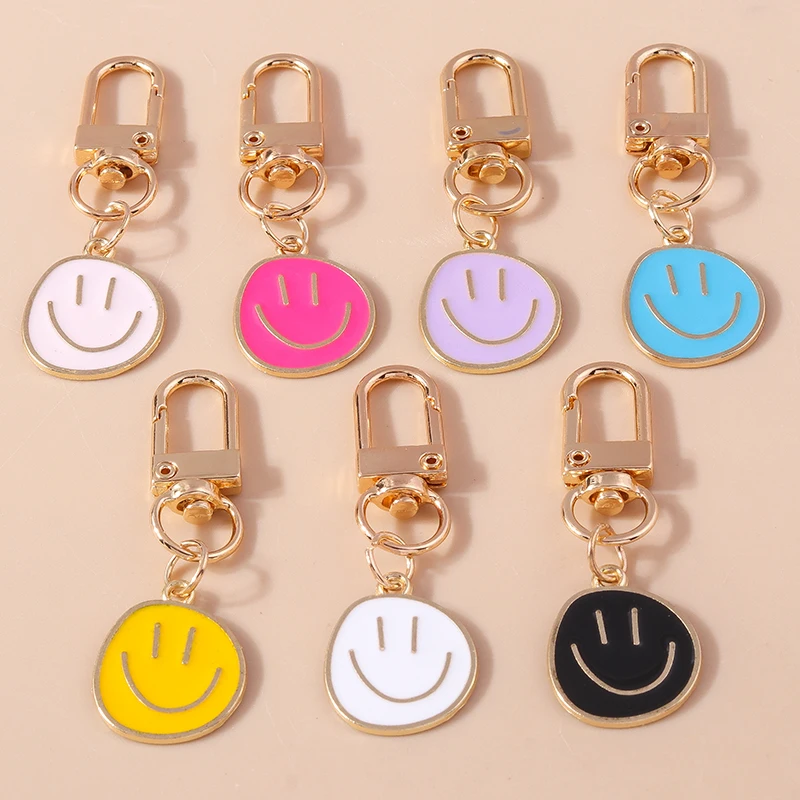 Cute Smile Face Keychain Emoticon Key Rings Pendants for Men Women Key Holder Handbag Charms Pendants DIY Jewelry Gifts