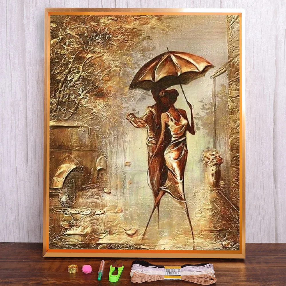 

Romantic Elegant Couple Ladies Printed Water-Soluble Canvas 11CT Cross-Stitch Patterns DIY Embroidery DMC Threads Floss