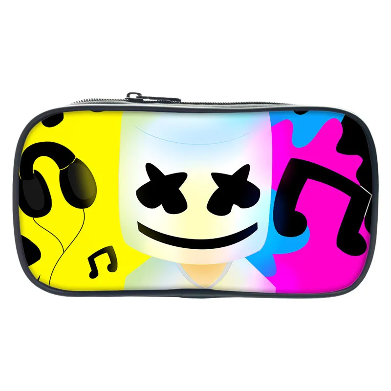 

DJ Electronic Music Cotton Candy Marshmello Pencil Bag Stationery Storage Bag Printed Pencil Case Student Pencil Bag Compartment