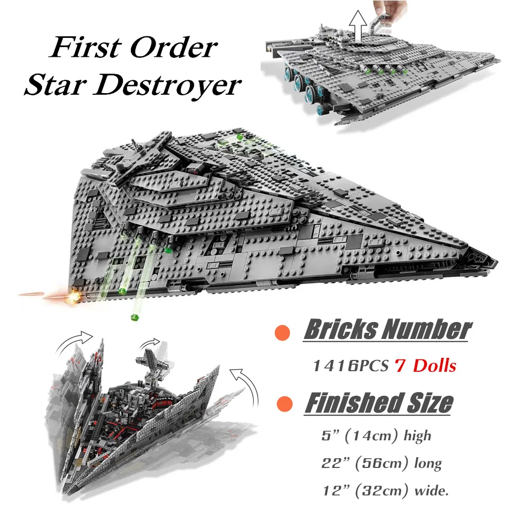

1457PCS Disney First Order Stars Destroyer Space Wars Stars Fighter Spaceship Model Building Blocks Bricks Toys Kid Gift