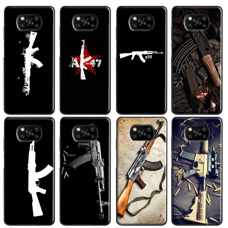 Чехол AK47 для Xiaomi Mi 11 Lite 11T Pro 10T с пулями пистолета POCO X3 GT F3 M3 M4 | Мобильные телефоны и