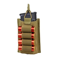 tactical molle compatible single stacker open top rifle mag pouch with 4 rounds 12g shotshell holder for m4 m16 magazine holder