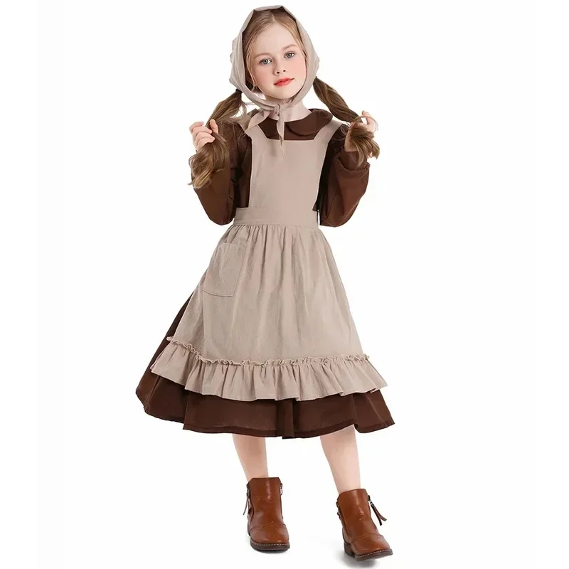 Фото Костюм горничной COSCinderella для девочек 3-8 лет, платье в колониальном стиле для косплея, комплект №1