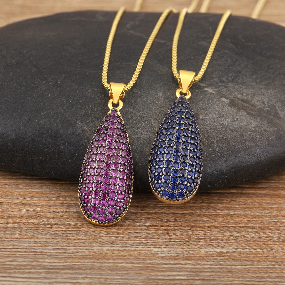 AIBEF Роскошная форма капли 6 цветов кулон со стразами женское ожерелье медь циркон