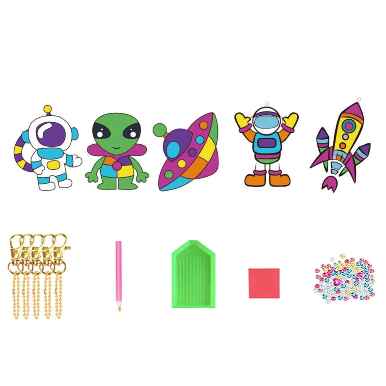

Gem Painting Kit 5PCS Astronaut Theme Keychain Diamond-Painting Kits 5D Diamond Gem Art Kits For Girls Boys Fun DIY Arts And Cra