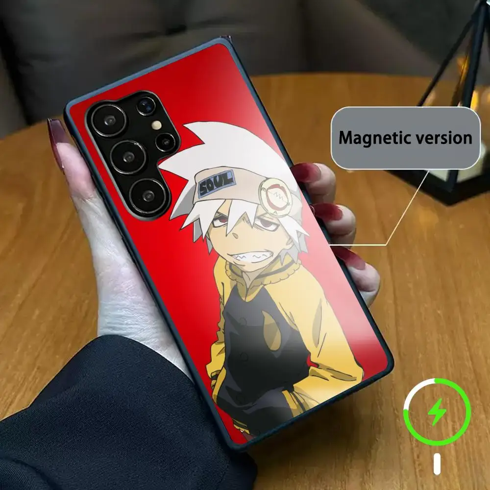Фото Чехол для телефона с дизайном в стиле японского комикса Soul Eater для Samsung S26 S25 S24 S23 S22 S21 Plus Ultra Note, стеклянный магнитный чехол №2