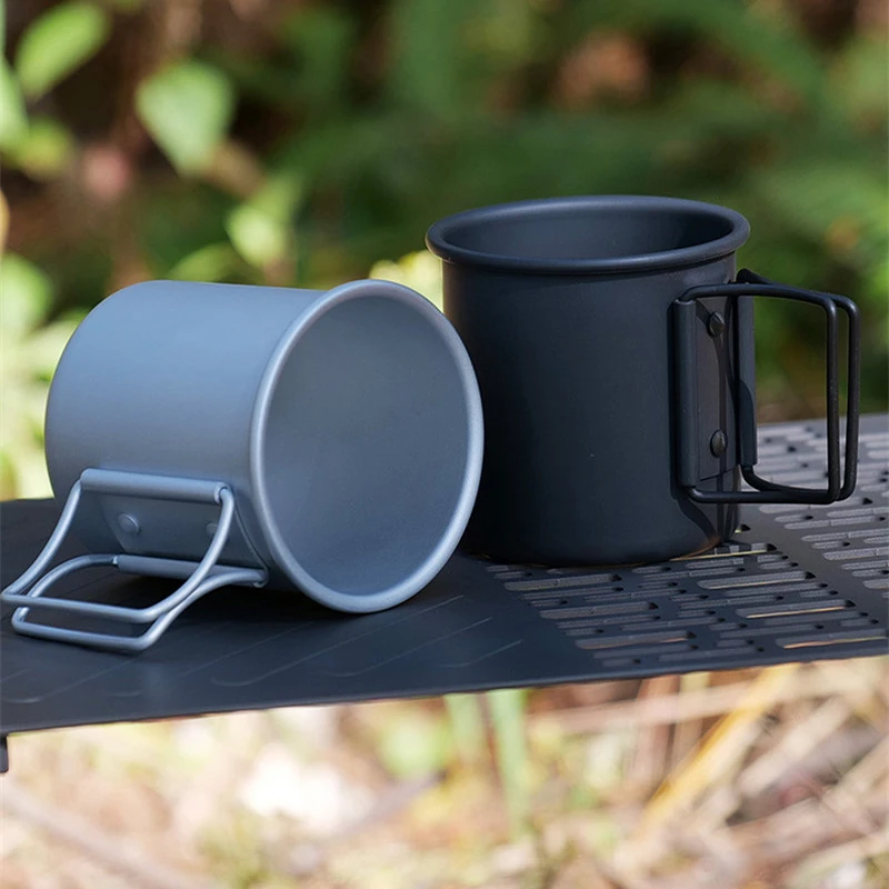 Camping Mug Titanium Cup Tourist Tableware Picnic Utensils O