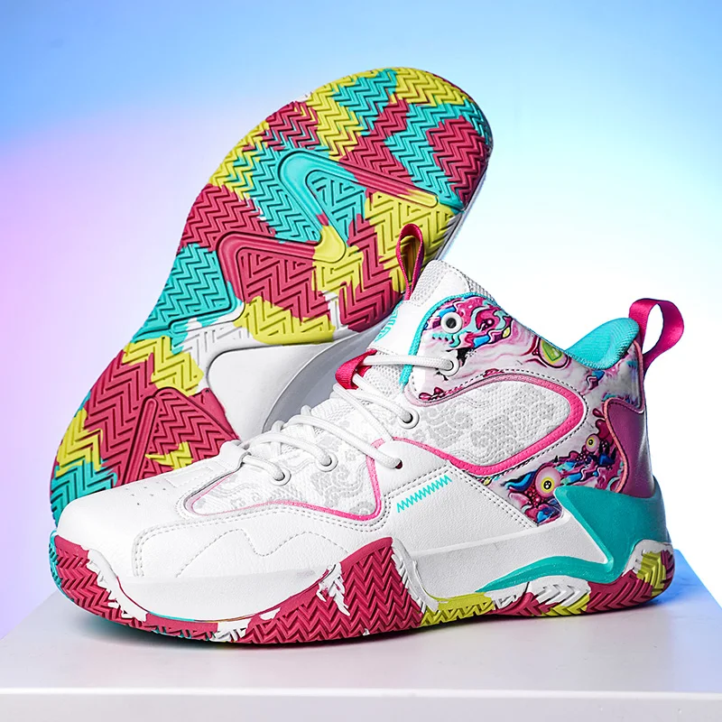 Мужские баскетбольные туфли высокие кроссовки на шнуровке износостойкая