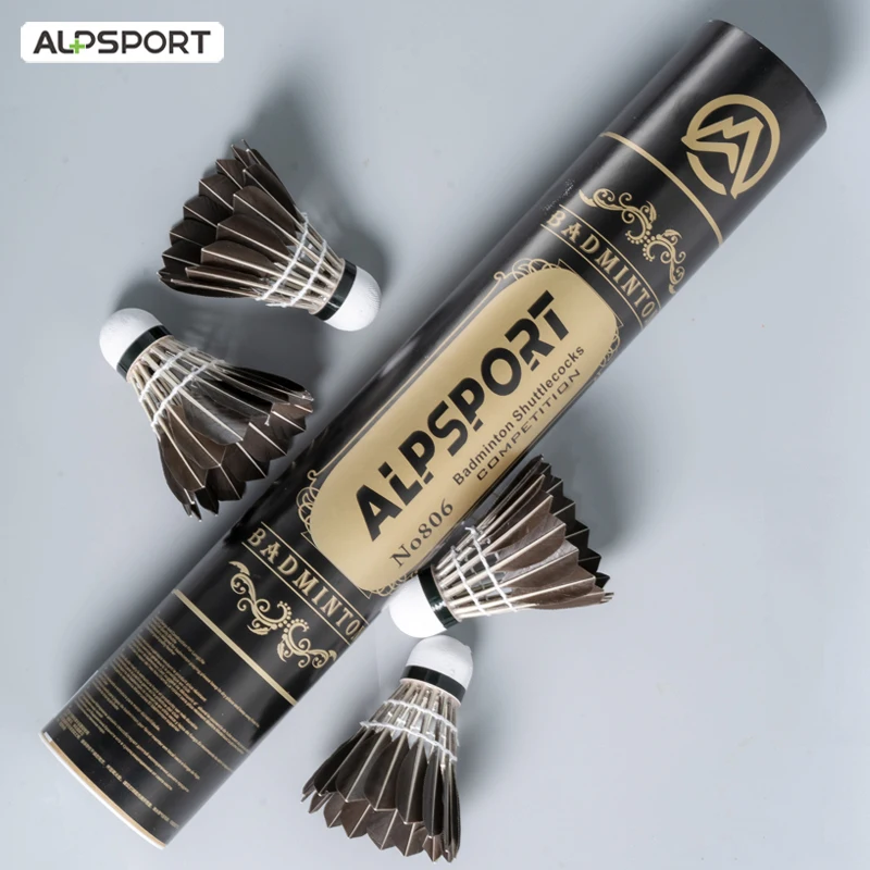 Фото Набор Лопаток Для Бадминтона Alpsport 806, 12 Ракеток С Черными Гусиными Перьями Для Тренировок №1