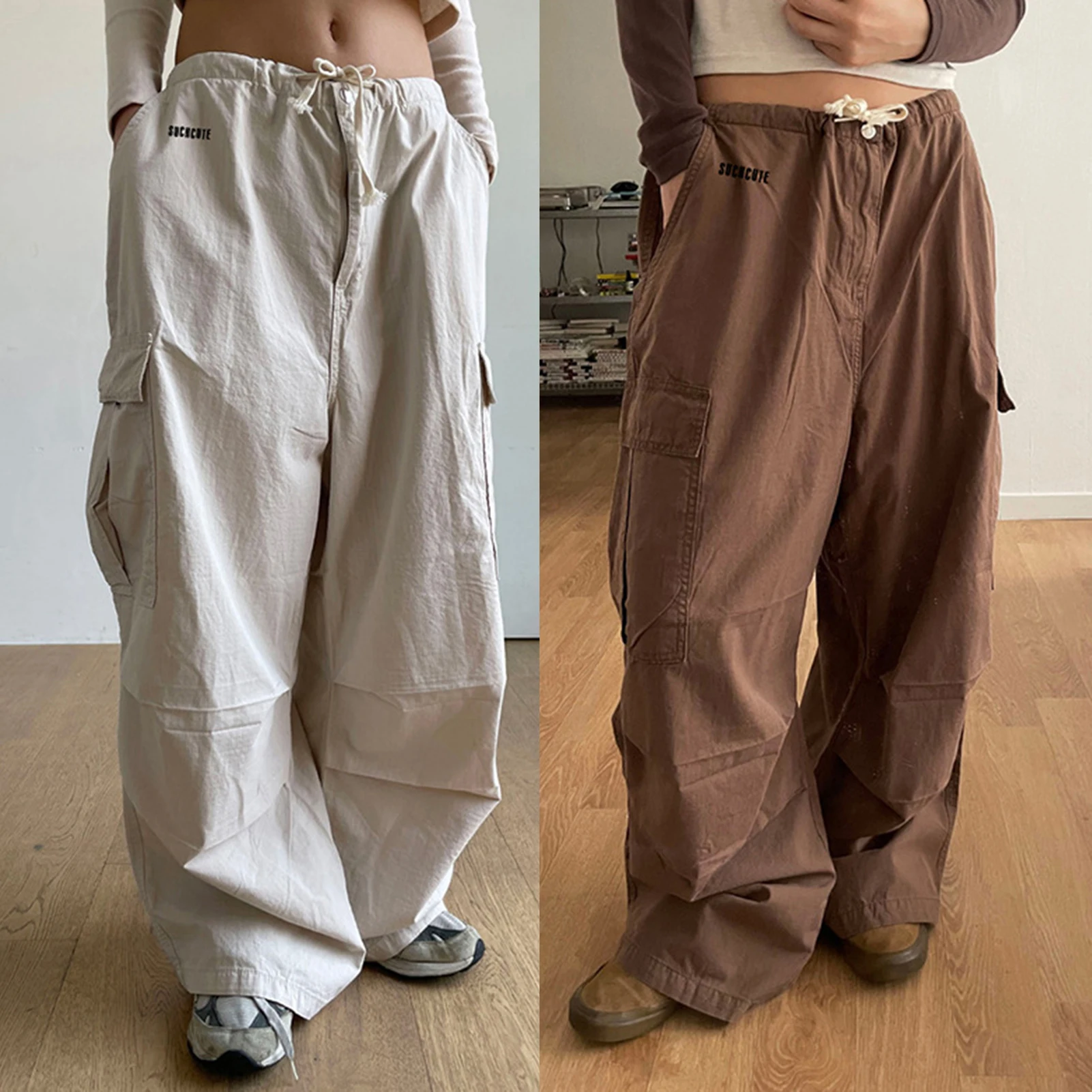 

Women Cargo Pants 2023 Korean Y2k Streetwear Harajuku Hip Hop Joggers Sweatpants Casual Multi-Pocket Straight Trousers