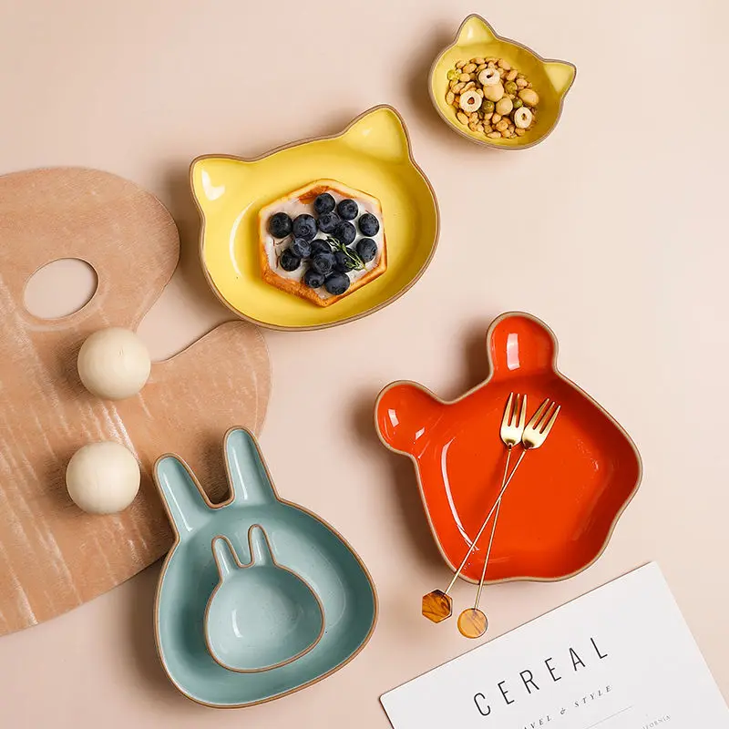 Милая мультяшная керамическая тарелка домашний поднос тарелки для десертов