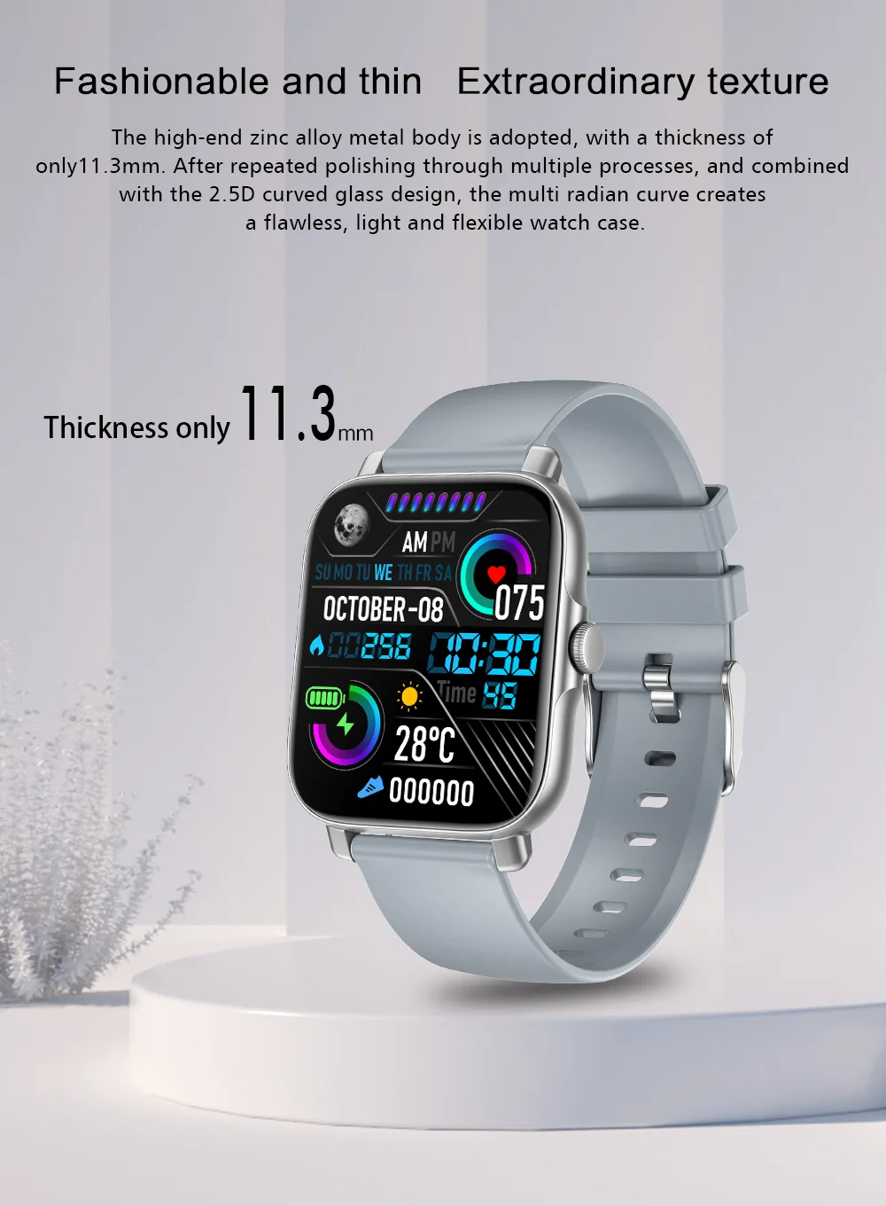 GT30 Smart Watch 1.69 Inch Ultra-thin Square Screen Bluetooth Call Waterproof Long Standby Smartwatch Heart Rate Sport Watches