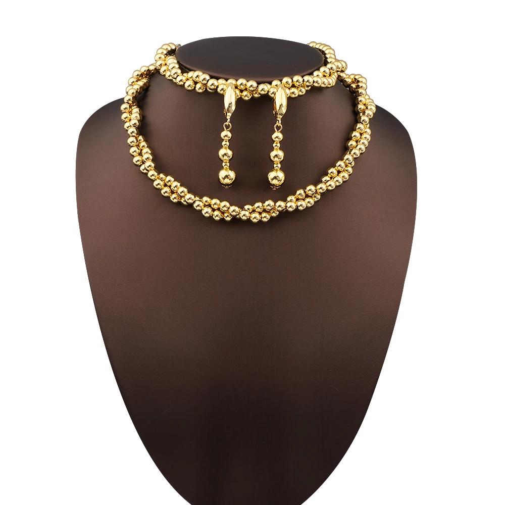 

2023 New Wrapped Bead Necklace Luxury Earring Set Bracelet Women's Jewelry Free Delivery India Party Anniversary Accessories