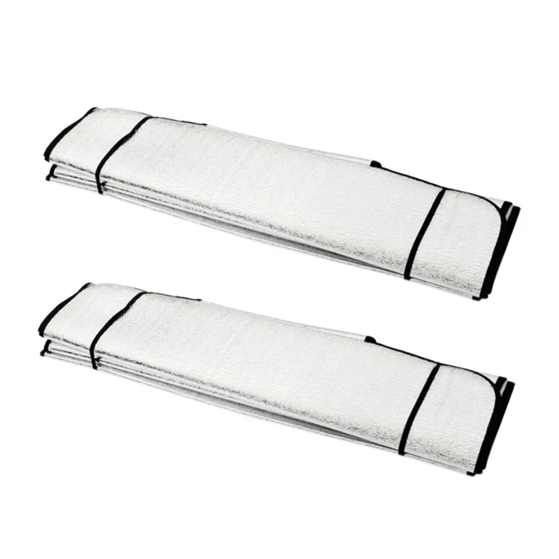 

2X Car Foldable Windshield Sunshade Front And Rear Window Sun Shade Silver 140 X 70Cm