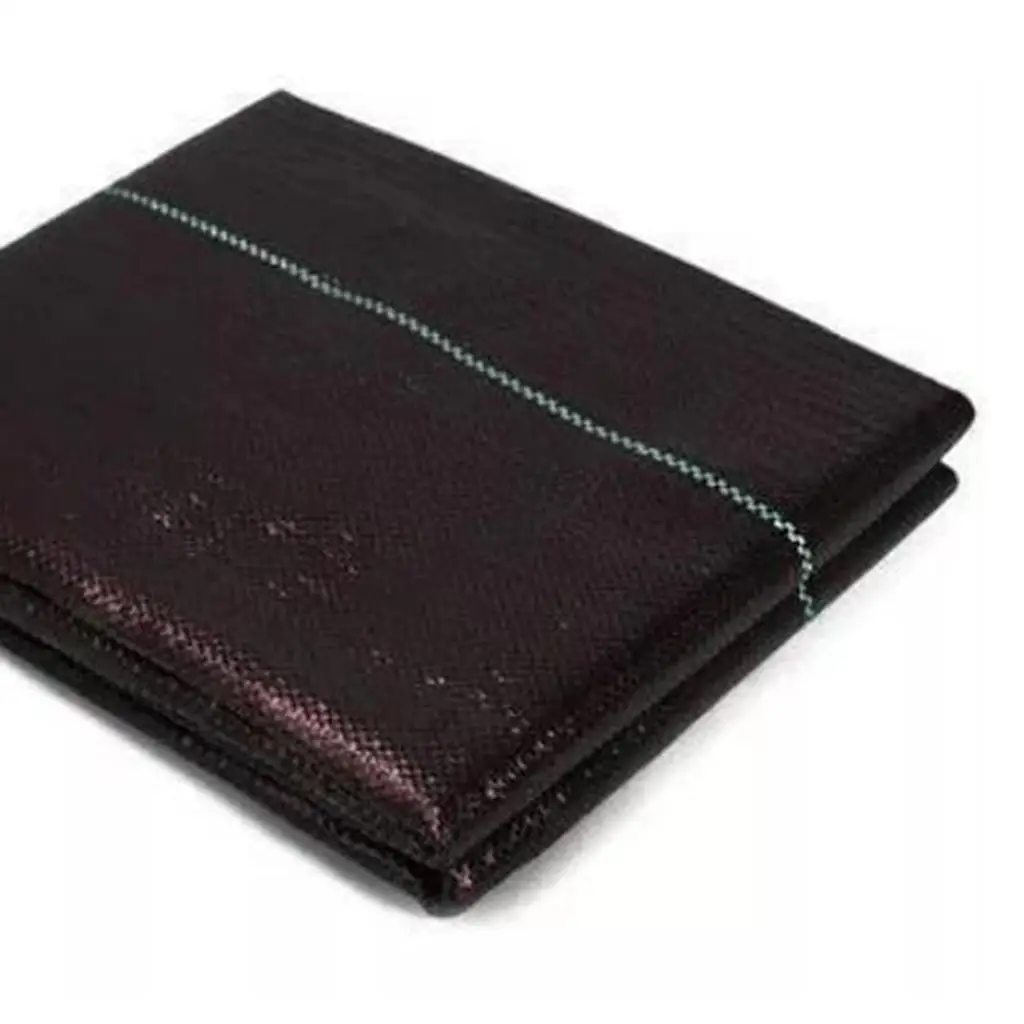 Черный барьер для сорняков Ландшафтная ткань с сетчатыми полосками x 1 метр