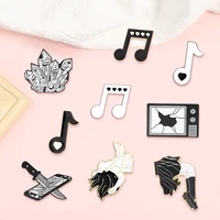 creative trendy black and white cool girl oil drop lapel brooch badge pin denim bag gift men women fashion jewelry accessories