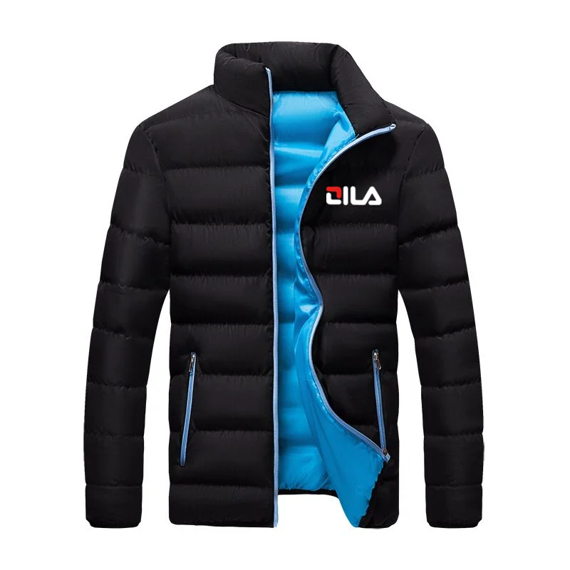 Chaqueta con estampado de línea de rombos para hombre, abrigo elegante para jóvenes al aire libre, moda informal, abrigo cálido
