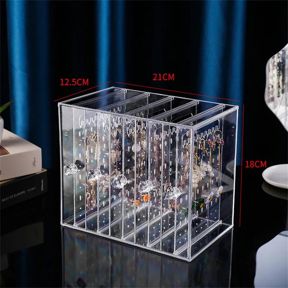 

Acrylic Jewelry Box Transparent Display Stand Three-dimensional Storage Case Desktop Organization Necklace Earring Storage Box