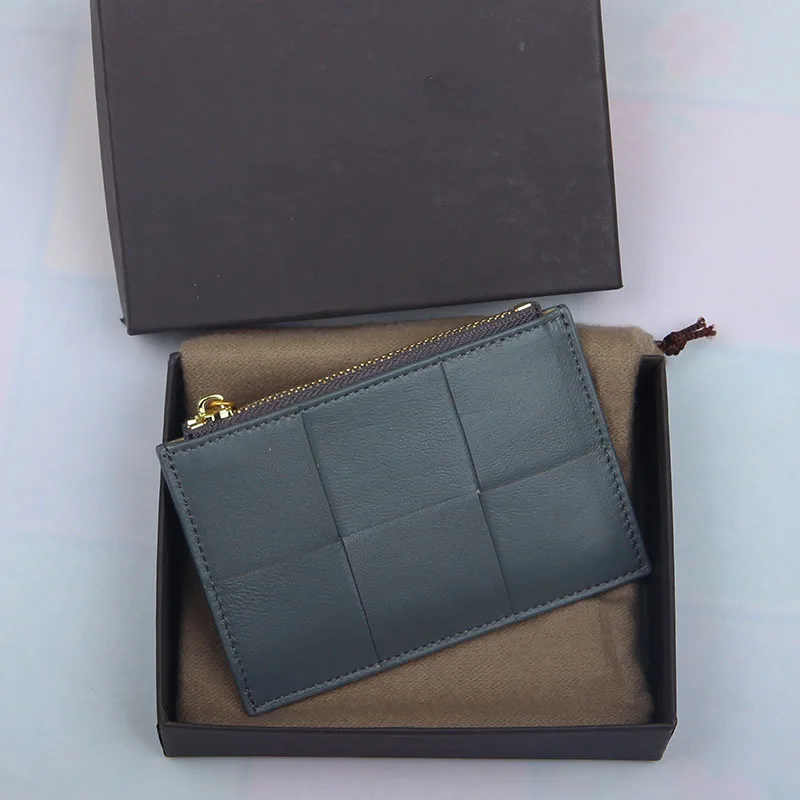 Men Card Holder Leather Wallet Sheepskin Bank Cardholder Fashion Zipper Short Purse Luxury Male Bag Credit Case Money Clip