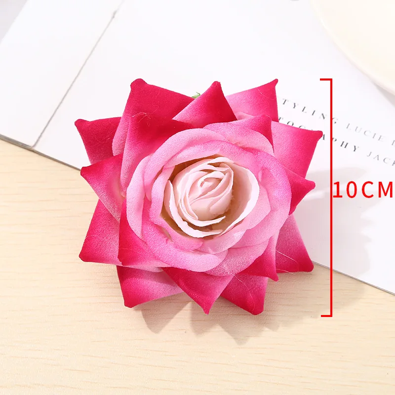 

20pcs 10cm Flocking Trangle Artificial roses head flower Wedding Valentine's Day Birthday DIY Bouquet Gift Home decor Wholesale