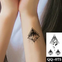 wolf geometric waterproof temporary tattoo sticker black mountain forest fake tattoos flash tatoos arm chest body art women men