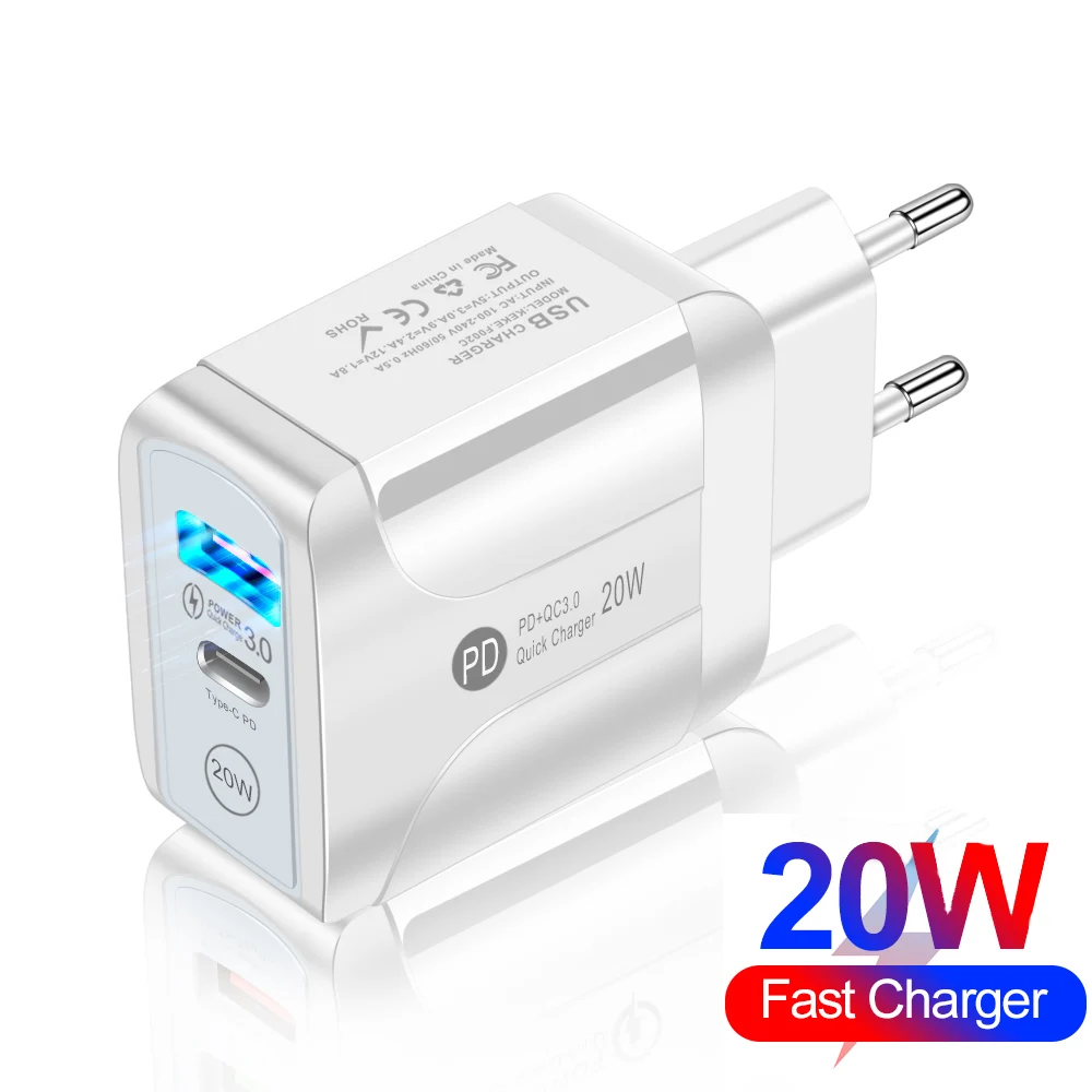 

For iphone 15 14 Pro Max Type C to C Phone USB Charger Adapter PD 20W QC3.0 Fast Charging Two Plugs For EU US UK Phone Charger