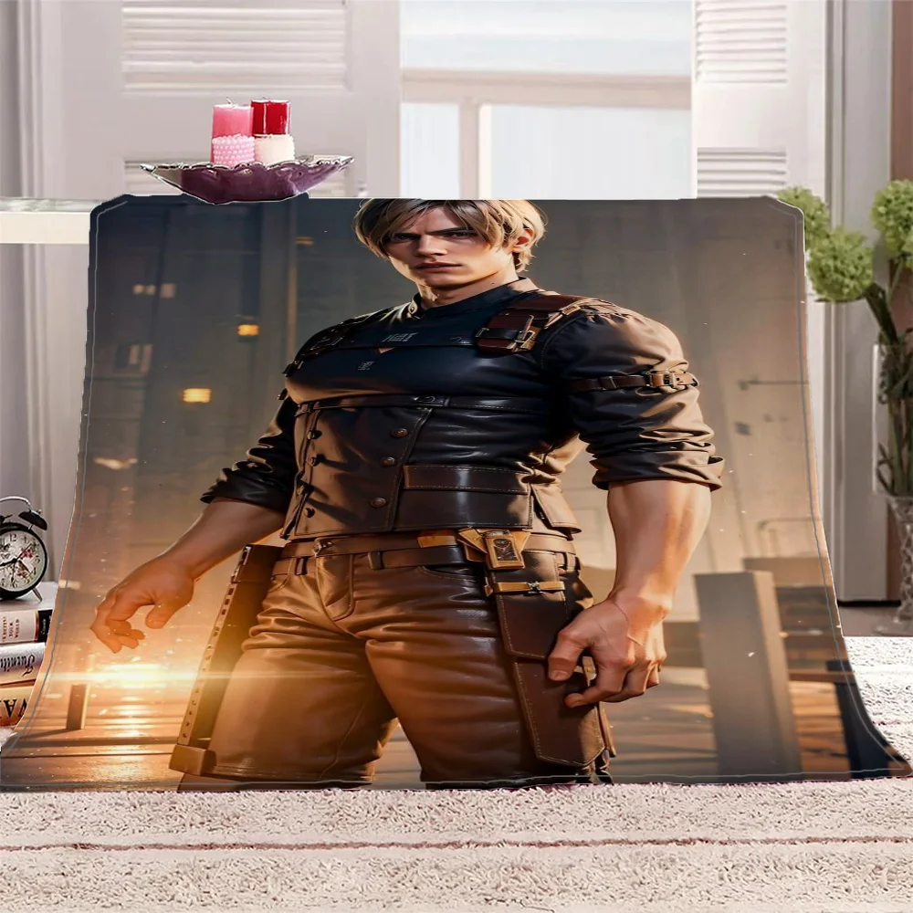 Одеяло Из Микрофибры С Принтом Аниме Леон Кеннеди Мягкое Плюшевое Постельное