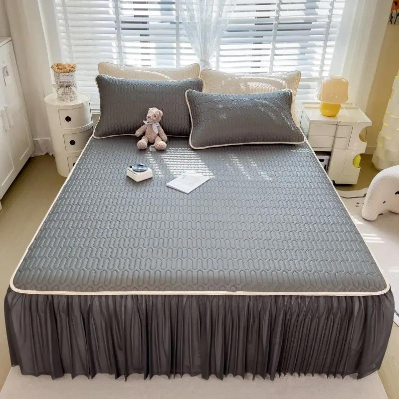 Летний спальный коврик из латекса 2024 юбка-кровать комплект трех предметов