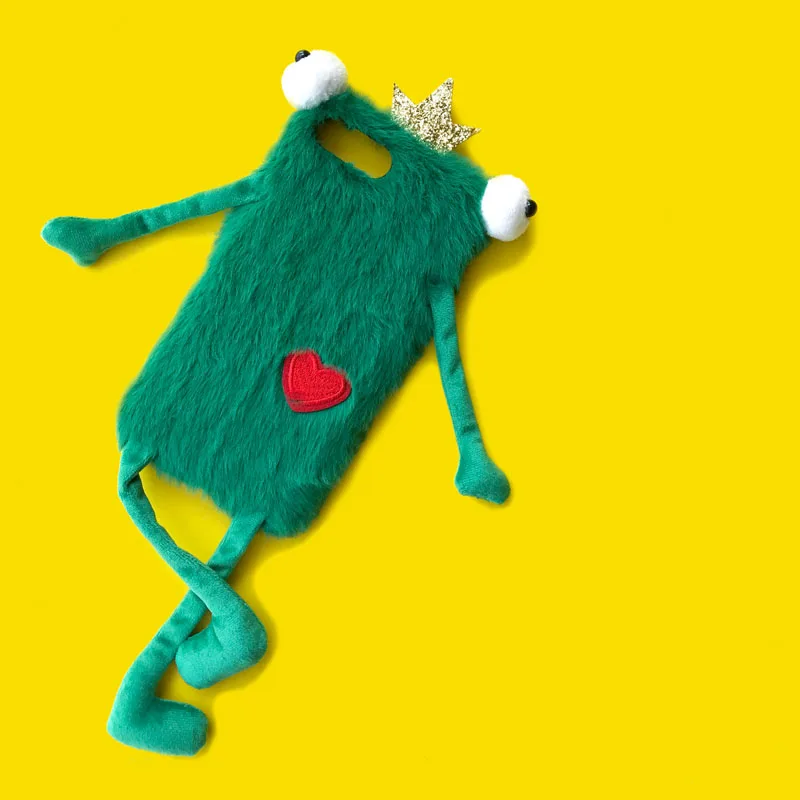 

[Bumeng】плюшевый ▲ лягушка милый ручной работы мобильный телефон чехол подходит для iphone13Pro Max 12 полный Чехол