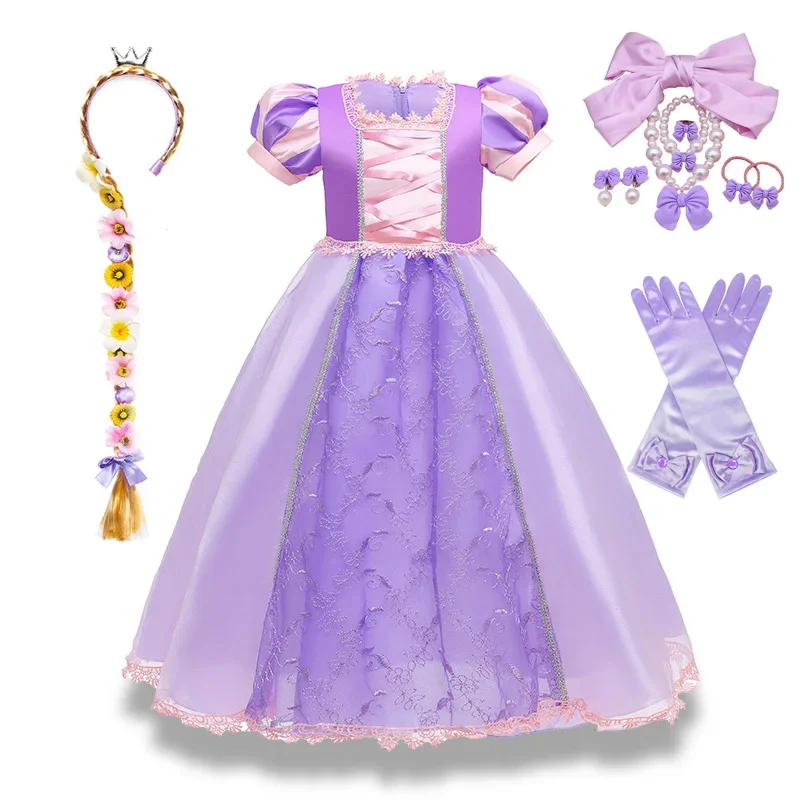 

Purim Party Princess Dress for Girls Purple Sequined Mesh Ball Gown Carnival Clothing Kids Cosplay Birthday Gift New Year