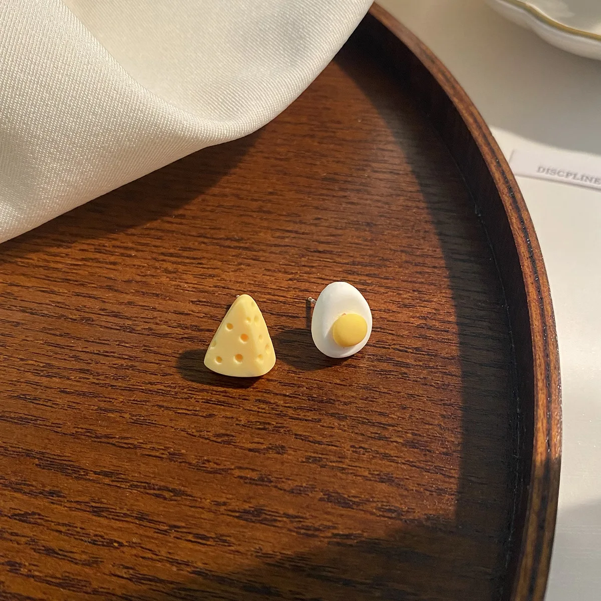 

S925 Silver Needle Funny Cute Cartoon Fried Egg Cheese Stud Earrings Japanese and Korean Simple Small Asymmetric Earrings