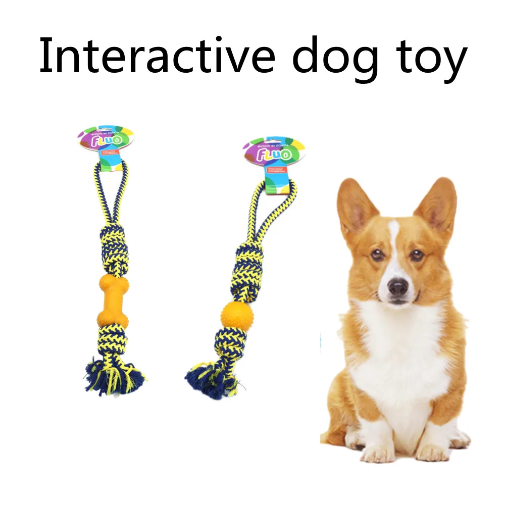 

35cm Cotton Rope Pet Dog Accessories Chew Rope Knot Toys Clean Teeth Durabl Handmade Pet Molar Toy Pet Supplies Interactive Bone