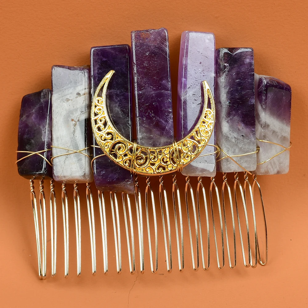 

Тиаметистовая кварцевая корона для волос с кристаллами, свадебный аксессуар для волос