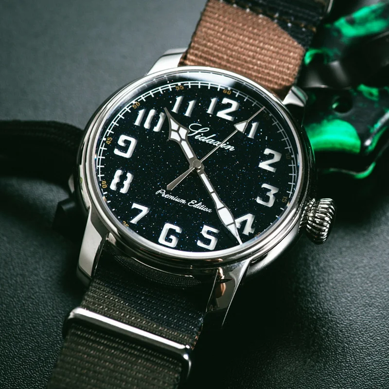 SIDAXIN Мужские часы-пилот 43 мм Кварцевые наручные часы 5 бар Водонепроницаемые BGW-9