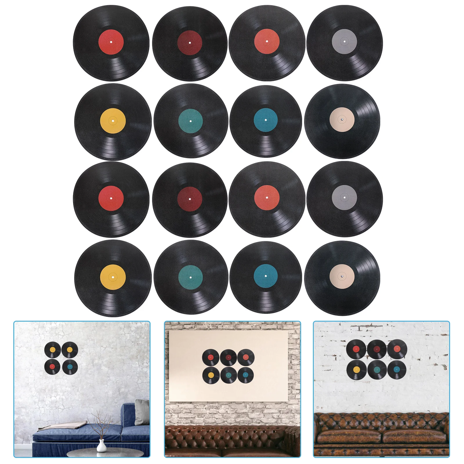 

24 Sheets Vinyl Record Decoration Living Room Classroom Coffee Bar Records Decal Pvc Bedroom Home