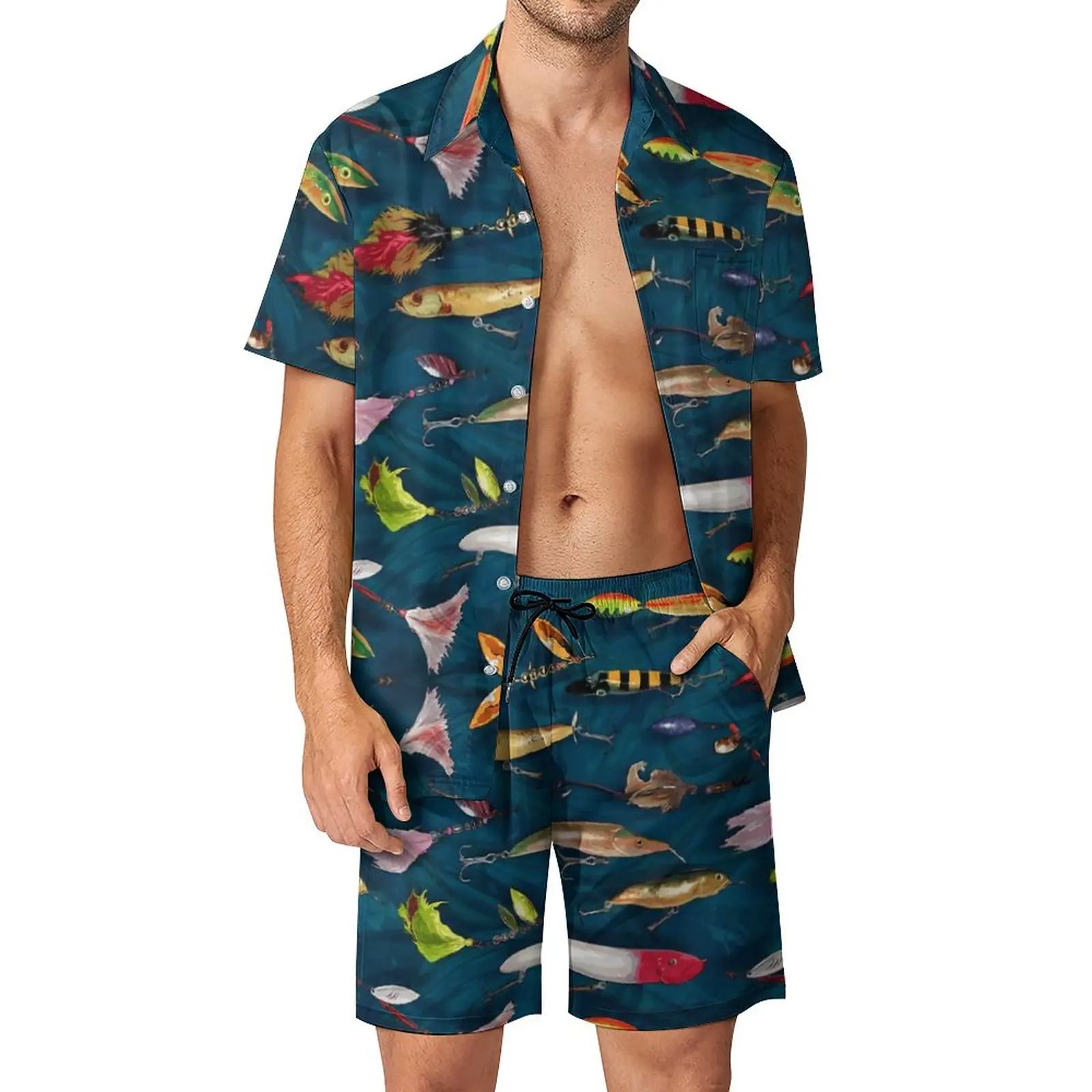 

Men's Beach Suit Lures Aquatica 2 Pieces Coordinates top Quality Beach Graphic Vintage