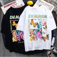 oversized t shirt fashion butterfly letters graphic print short sleeve women t shirt summer y2k tops casual loose woman tshirts