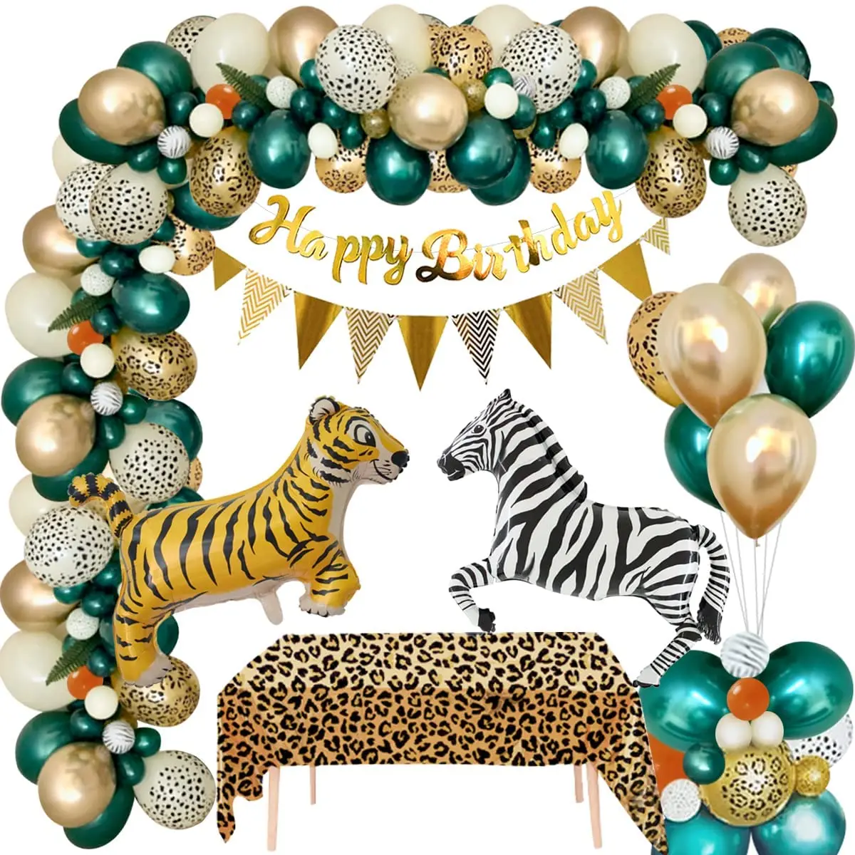 

Green Balloon Garland Arch Kit Jungle Safari Party Baloon Wild One Birthday Party Decor Kids Baby Shower Latex Ballon Chain