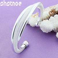 925 sterling silver network bangle bracelet for man women engagement wedding charm fashion party jewelry