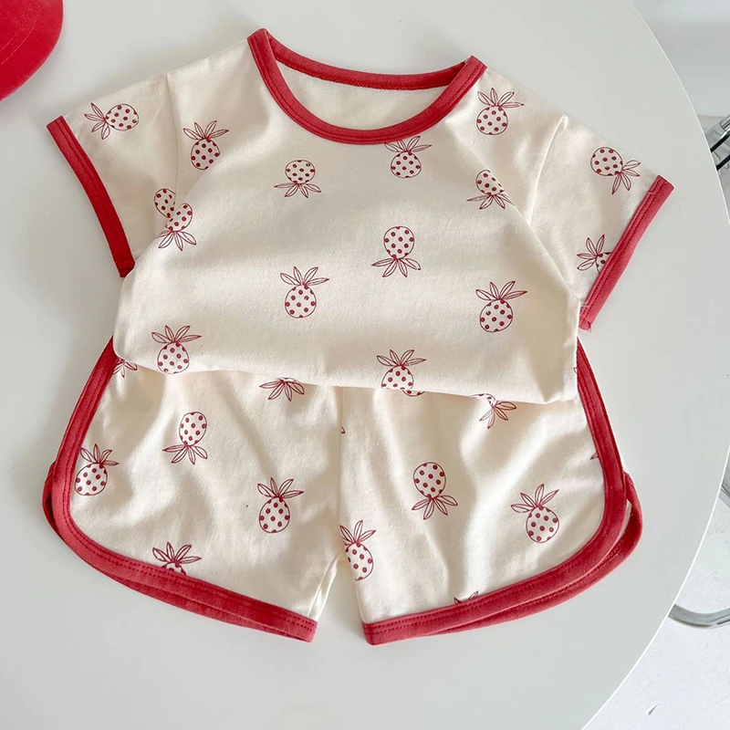 

Летний костюм для маленьких мальчиков и девочек, хлопковая Футболка с отложным воротником и короткими рукавами в морском стиле + шорты, комп...