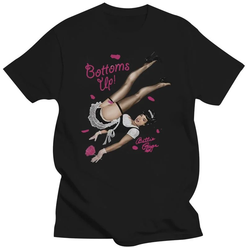 

New Bettie Page - Mens Bottoms Up Tall T-shirt Loose Cotton T-shirts For Men Cool Tops T Shirts Streetwear