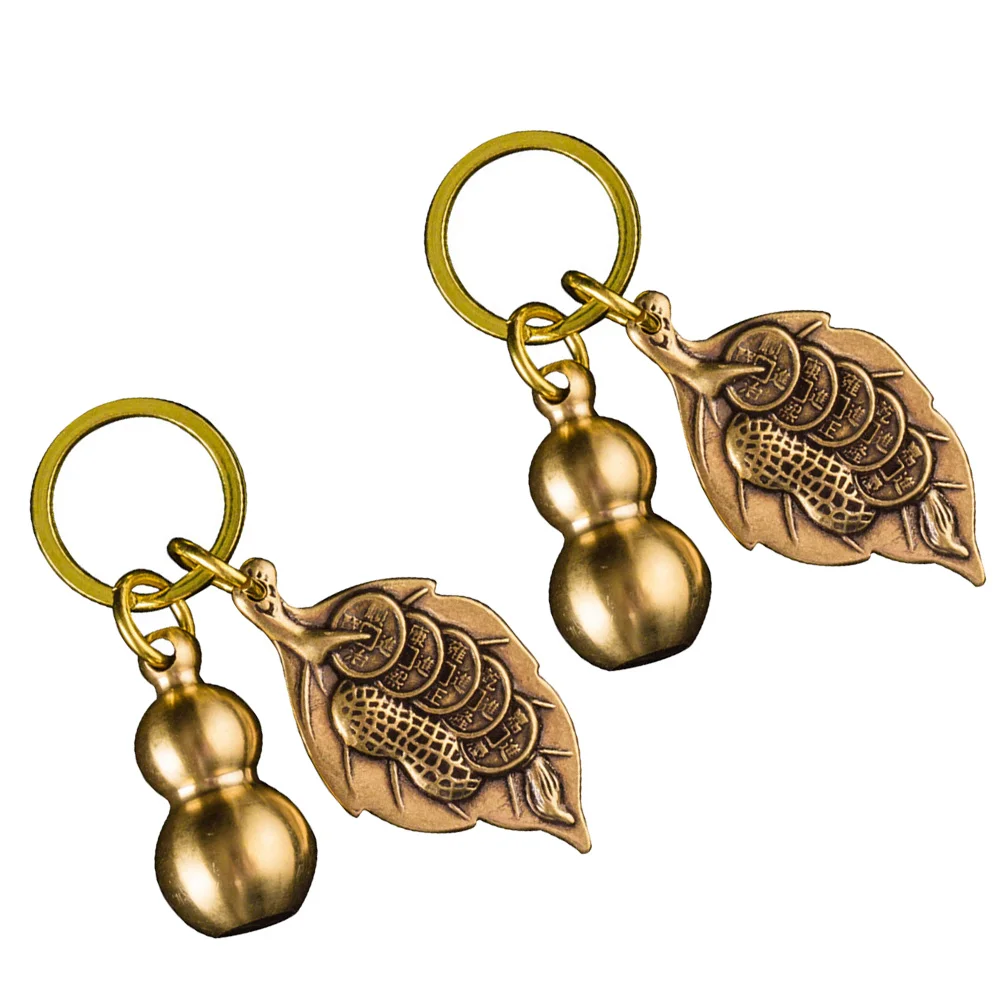 

Car Decoration Coins Keychain Brass Calabash Key Chain Wu Figurine Lucky Keychain Wu Keyring Brass Wu