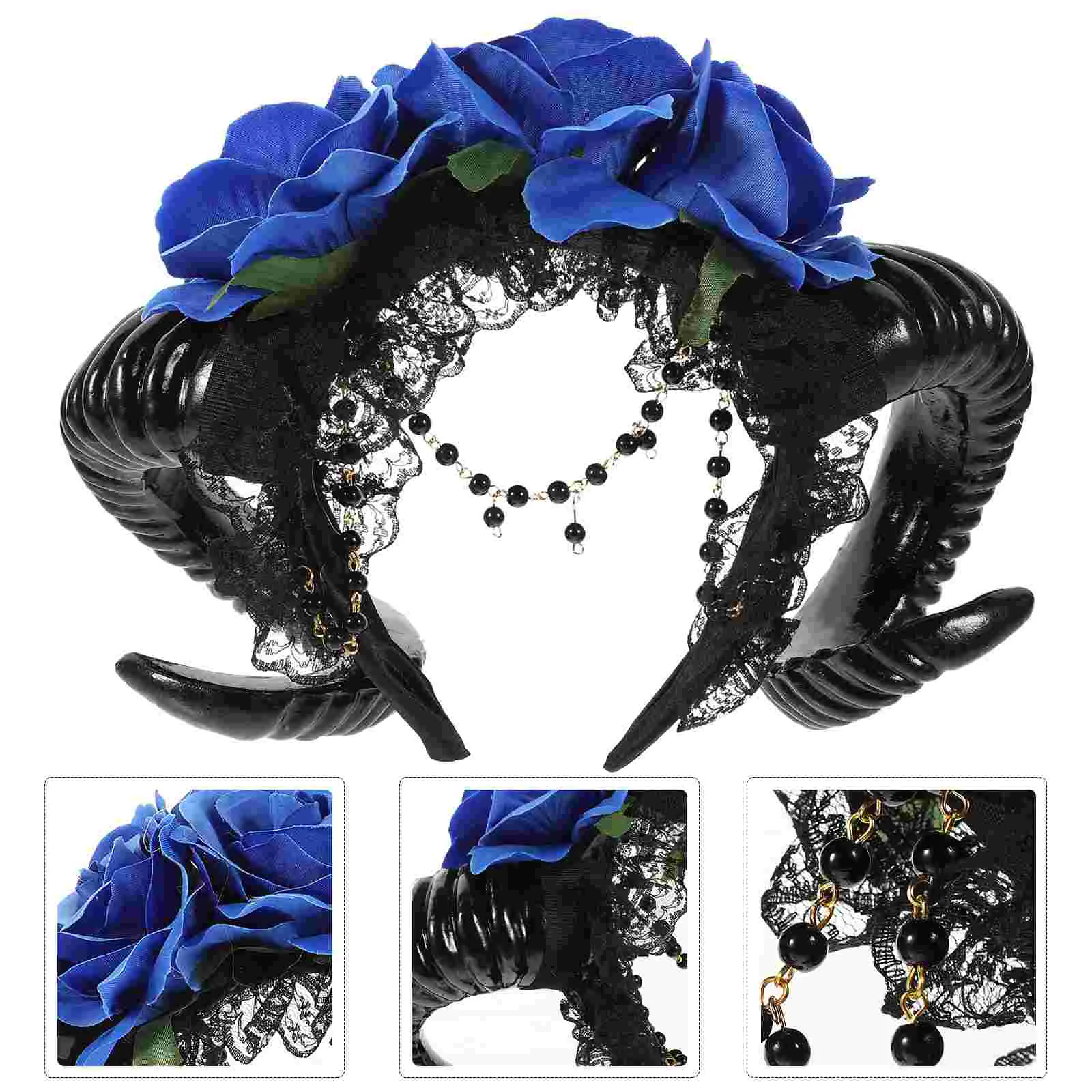 

Повязка на голову с рогами для Хэллоуина, овца, роза, цветок, уникальная практичная одежда для волос